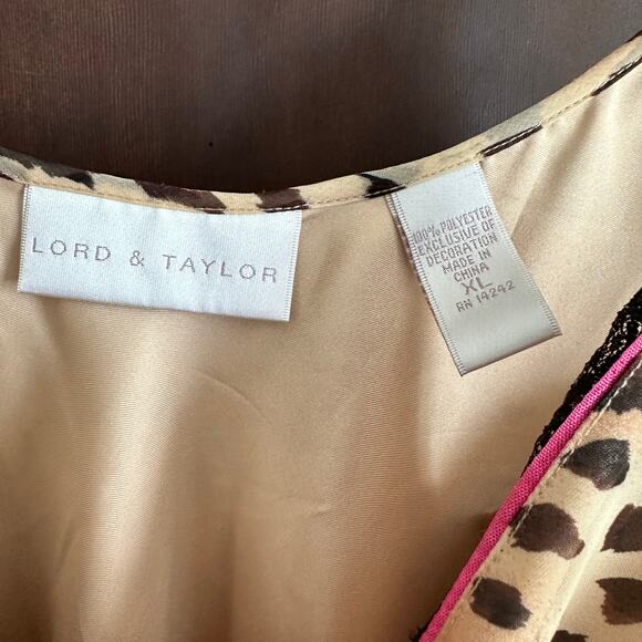 LORD & TAYLOR | Leopard Print Lace Trim Tunic Camisole | Size XL - Picture 4 of 5